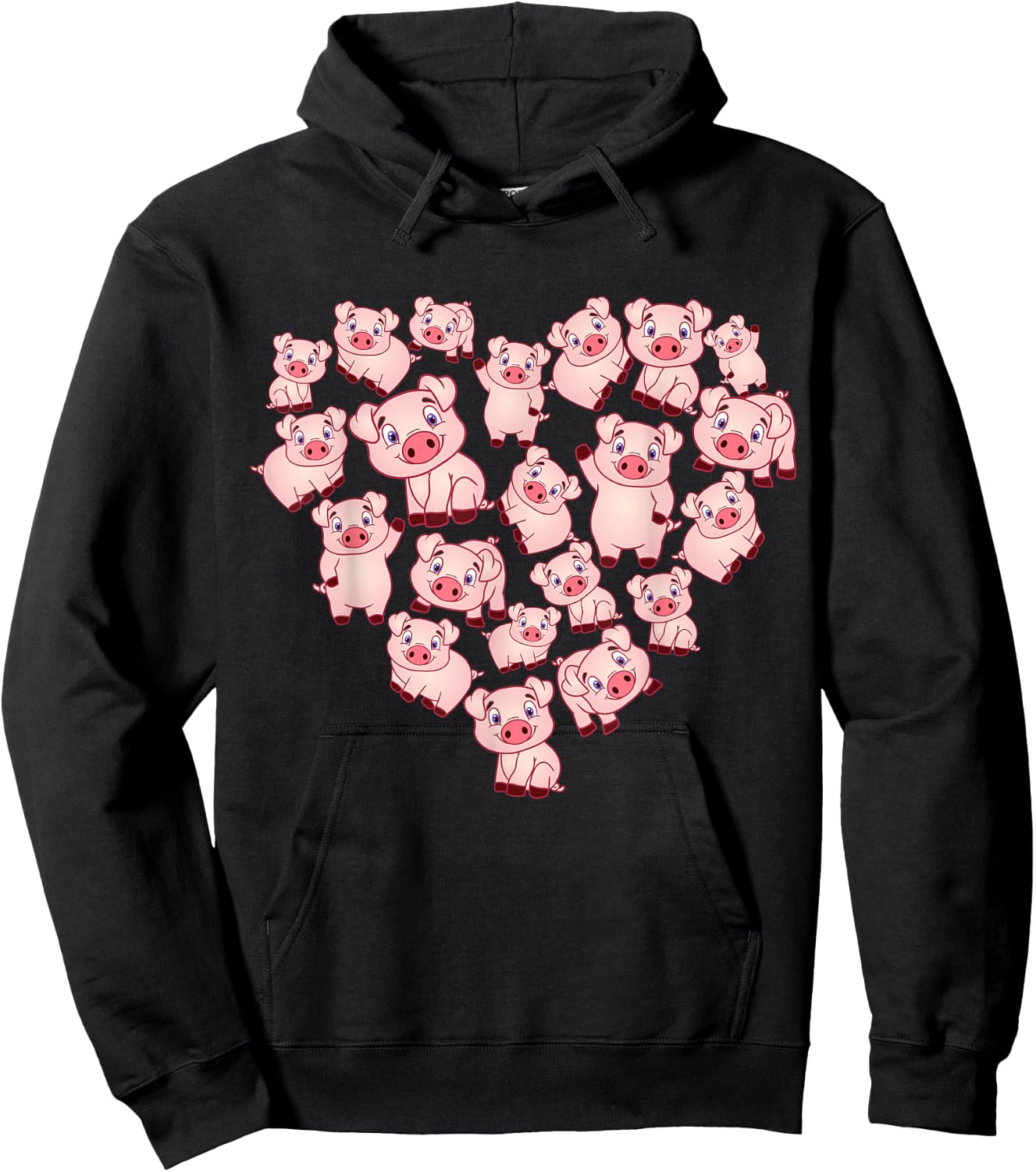Pig Shirts Girls Kids Heart Shape Poses Cute Pig Hoodie - Hoodie | Black