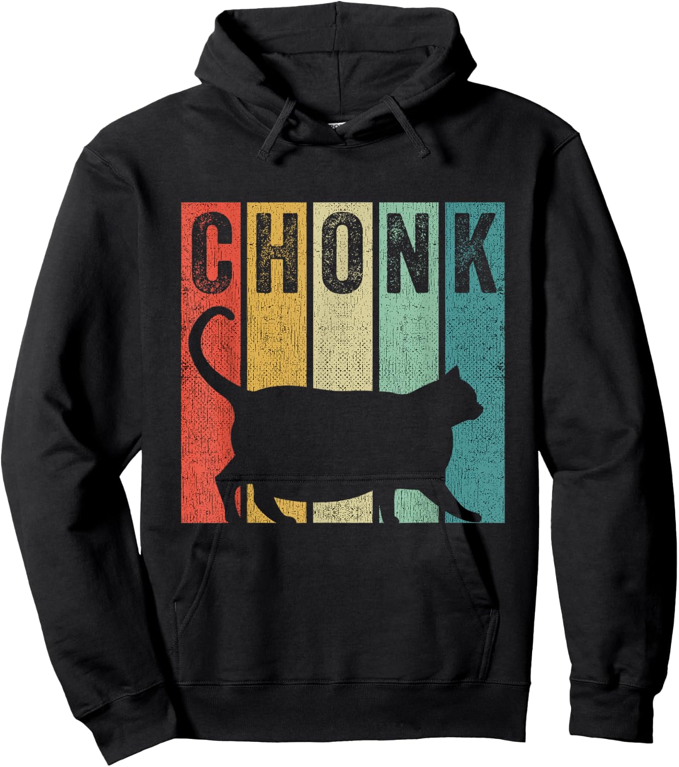 Chonk Retro Style 80s Funny Fat Cat Meme Chonk Men Women Girls Kids Hoodie - Hoodie | Black