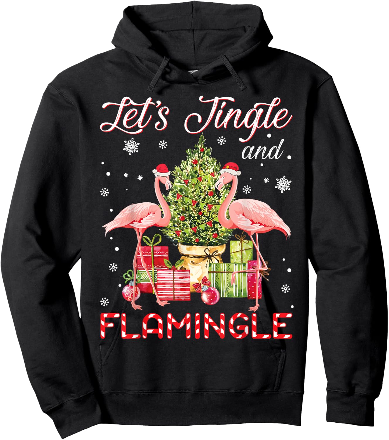 Let's Jingle And Flamingle Funny Flamingo Christmas Gift Hoodie - Hoodie | Black