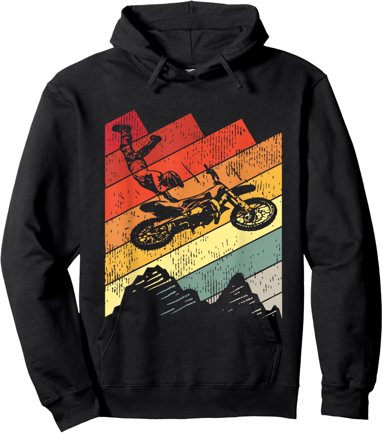 Motocross Biker Vintage Gift Racing Retro Dirt Bike Hoodie - Hoodie | Black