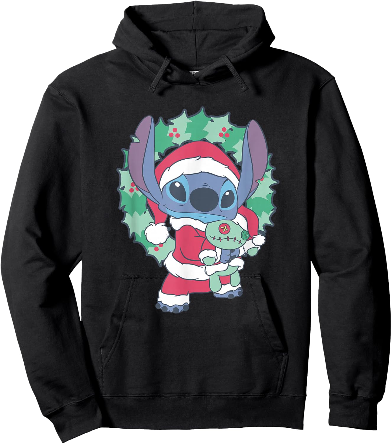 Disney Lilo & Stitch Christmas Santa Claus Stitch Portrait Hoodie - Hoodie | Black