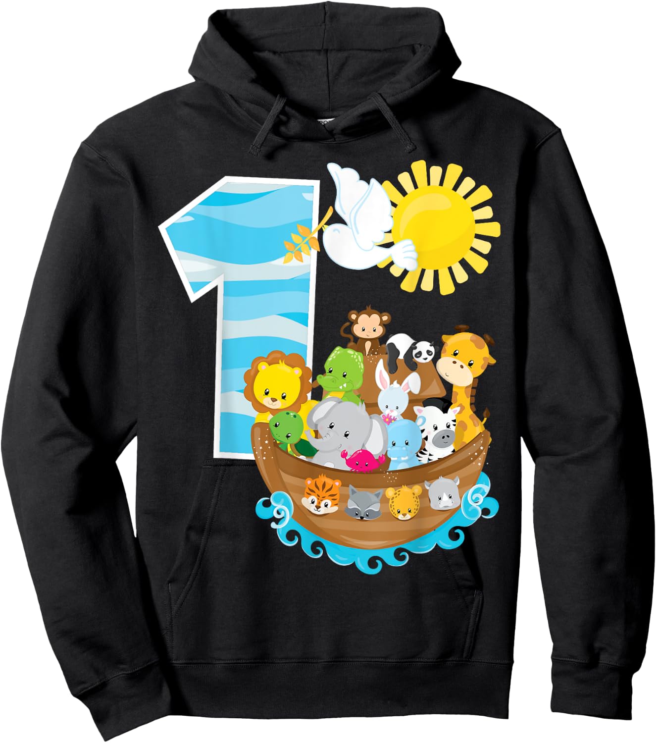 Noah's Ark Birthday Party 1st Birthday 1 Year Old Toddler Hoodie - Hoodie | Black