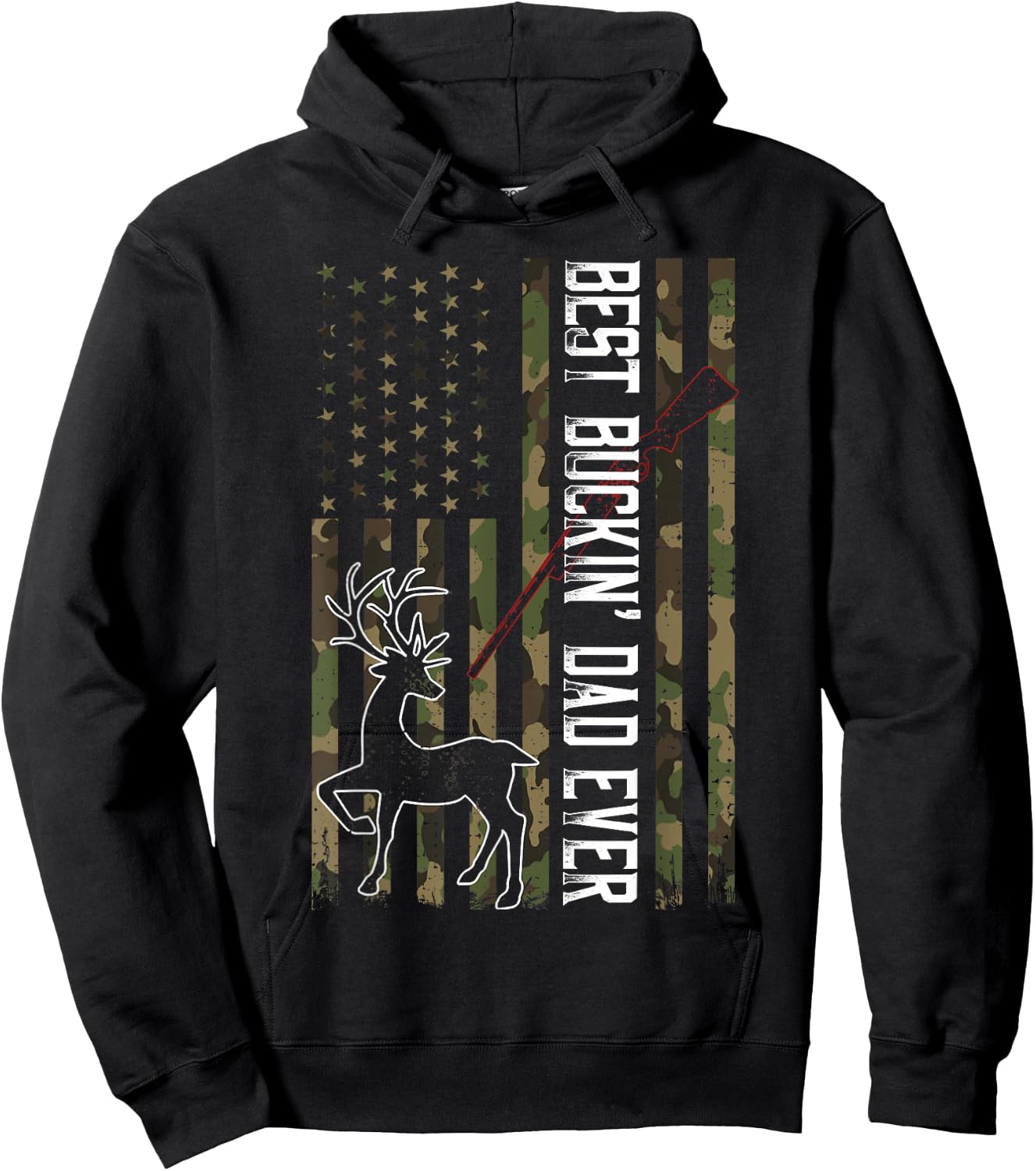 Best Buckin' Dad Ever Shirt Camo Deer Hunting Bucking Hoodie - Hoodie | Black