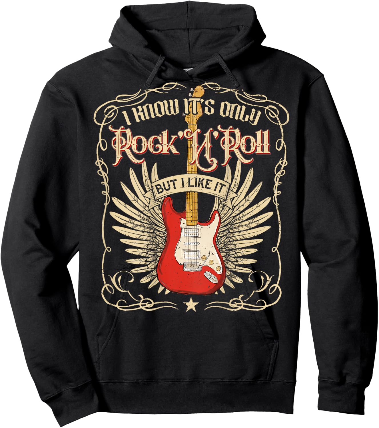 I Know It's Only Rock'n'Roll But I Like It, Rock Music Back Hoodie - Hoodie | Black
