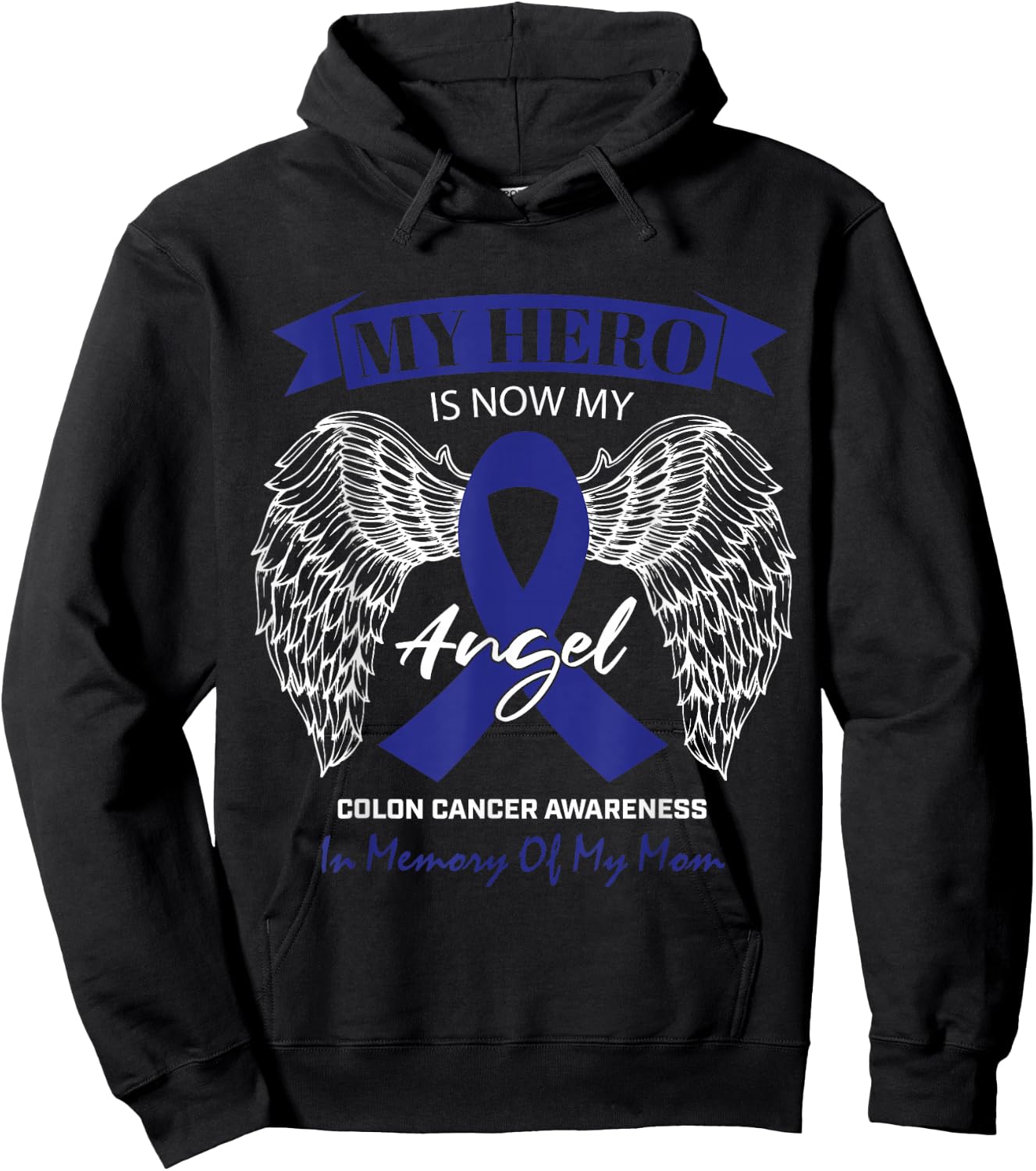 Products Angel In Memory Of My Mom Colon Cancer Awareness Hoodie - Hoodie | Black