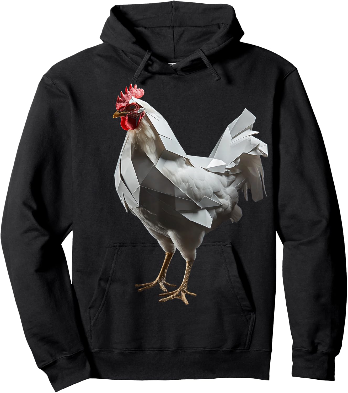 Chicken Art Polygon Animal Graphic Chicken Hoodie - Hoodie | Black