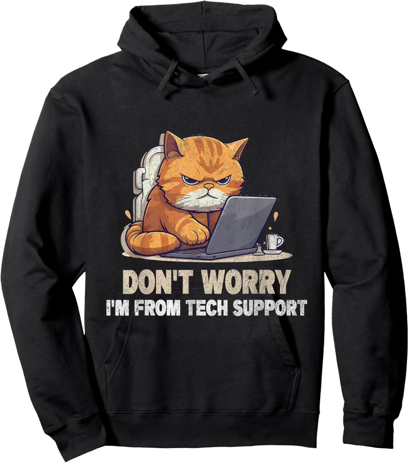 Cat Don't Worry I'm From Tech Support Hoodie - Hoodie | Black