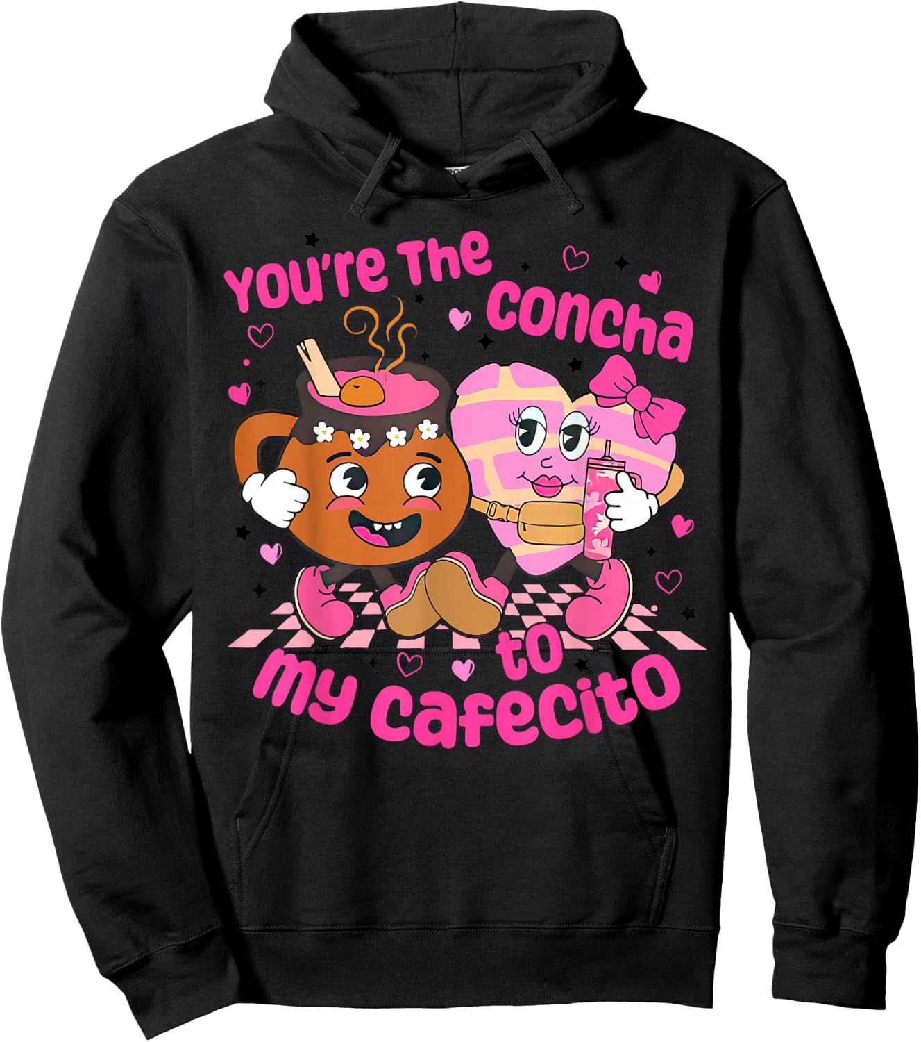 You're The Concha to My Cafecito Heart Mexican Valentine Hoodie - Hoodie | Black