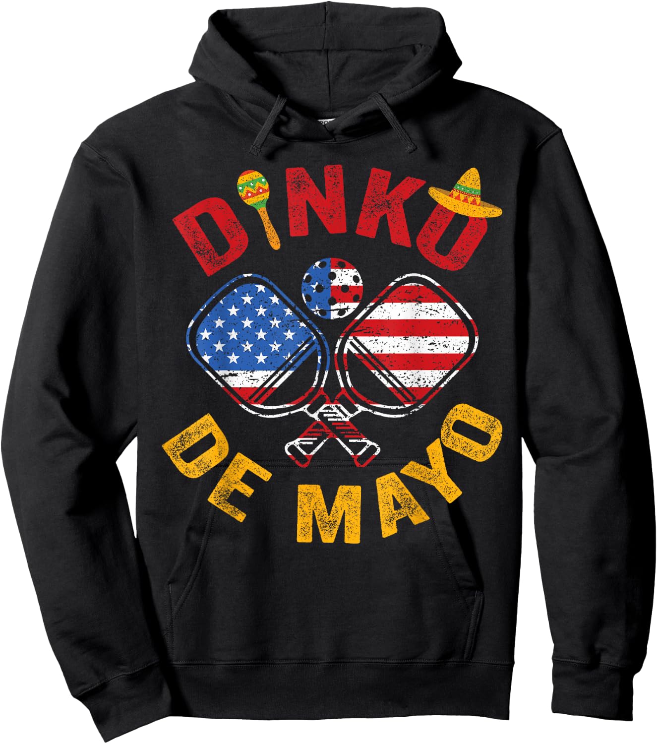 US Flag Cinco De Mayo Pickleball Dinking Dinko De Mayo Hoodie - Hoodie | Black