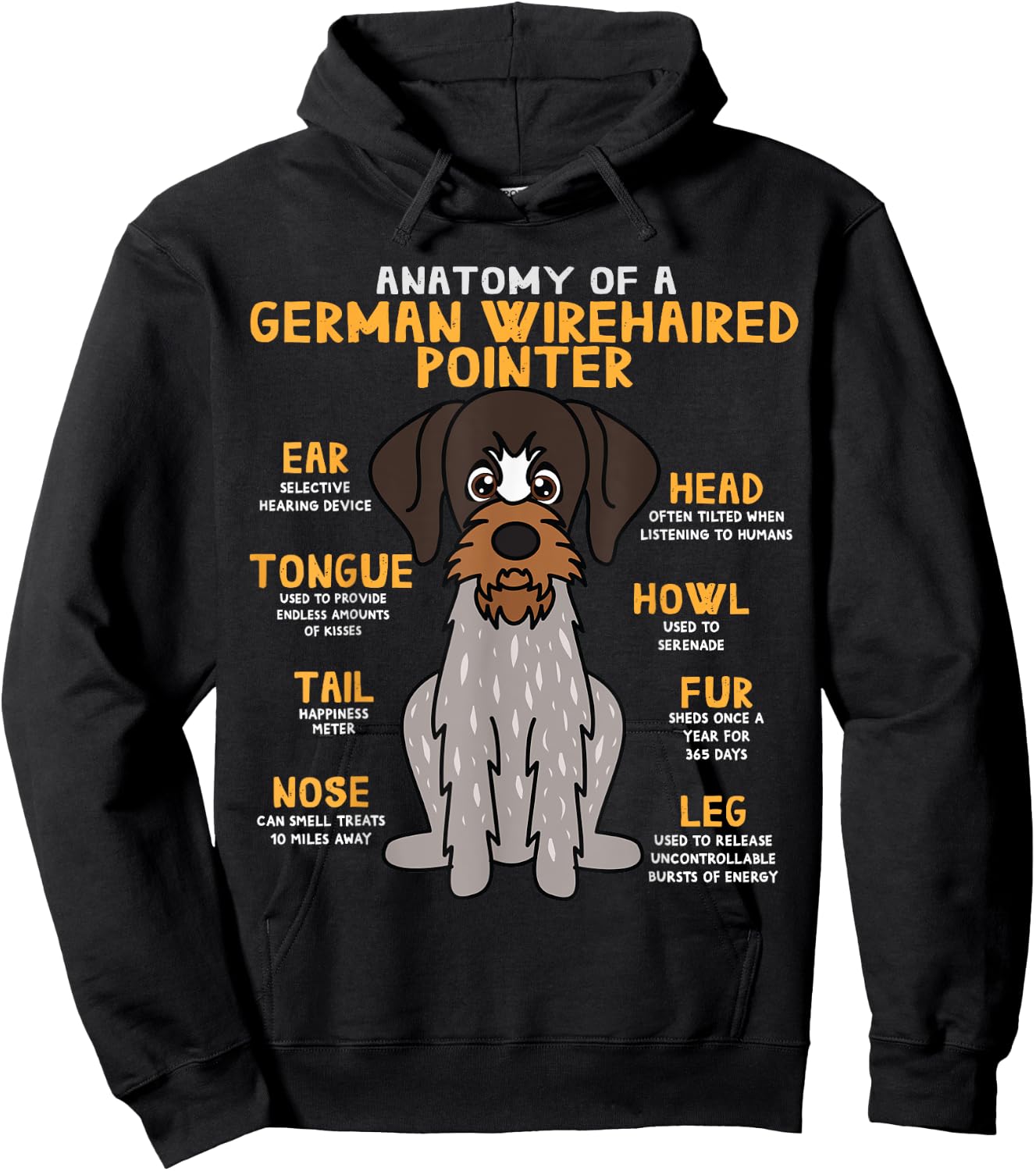 Deutscher Wirehaired Zeiger-lustige Geschenke Co German Wirehaired Pointer Anatomy Funny Dog Mom Hoodie - Hoodie | Black