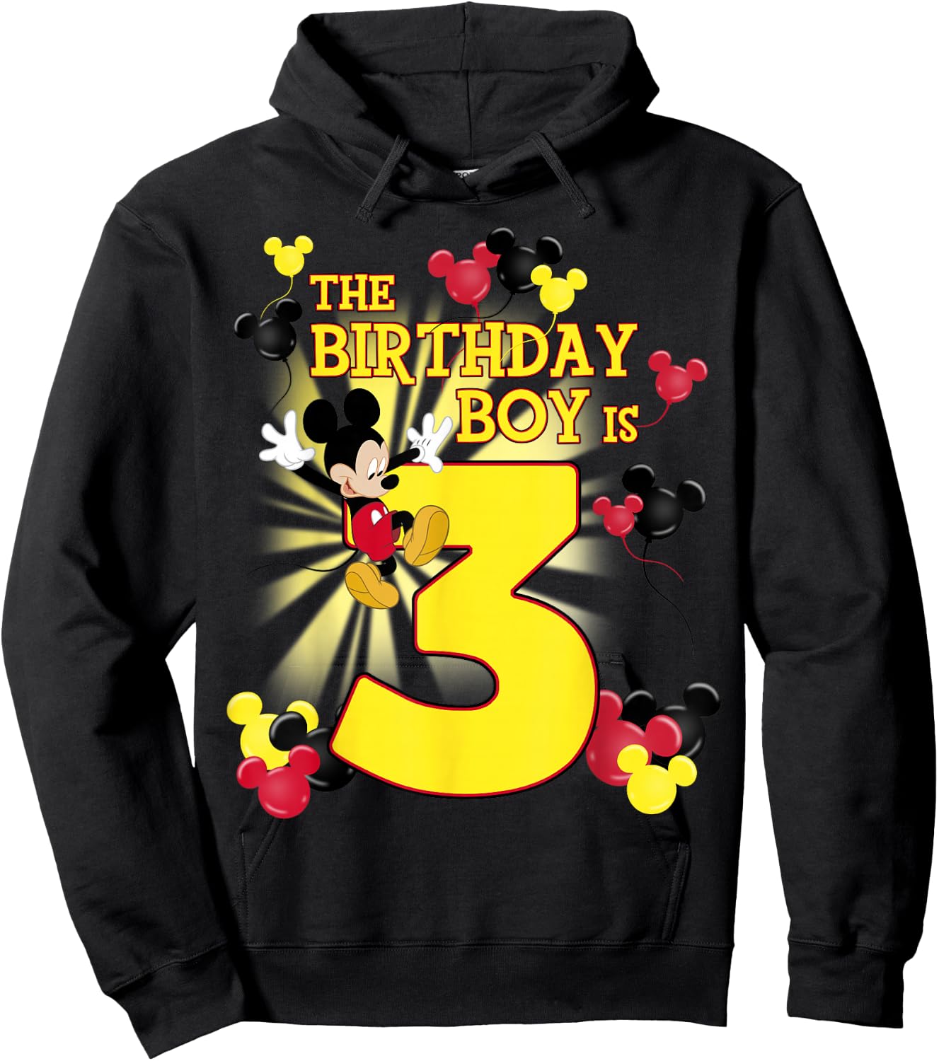 Disney Mickey and Friends Mickey 3rd Birthday Boy Small Hoodie - Hoodie | Black