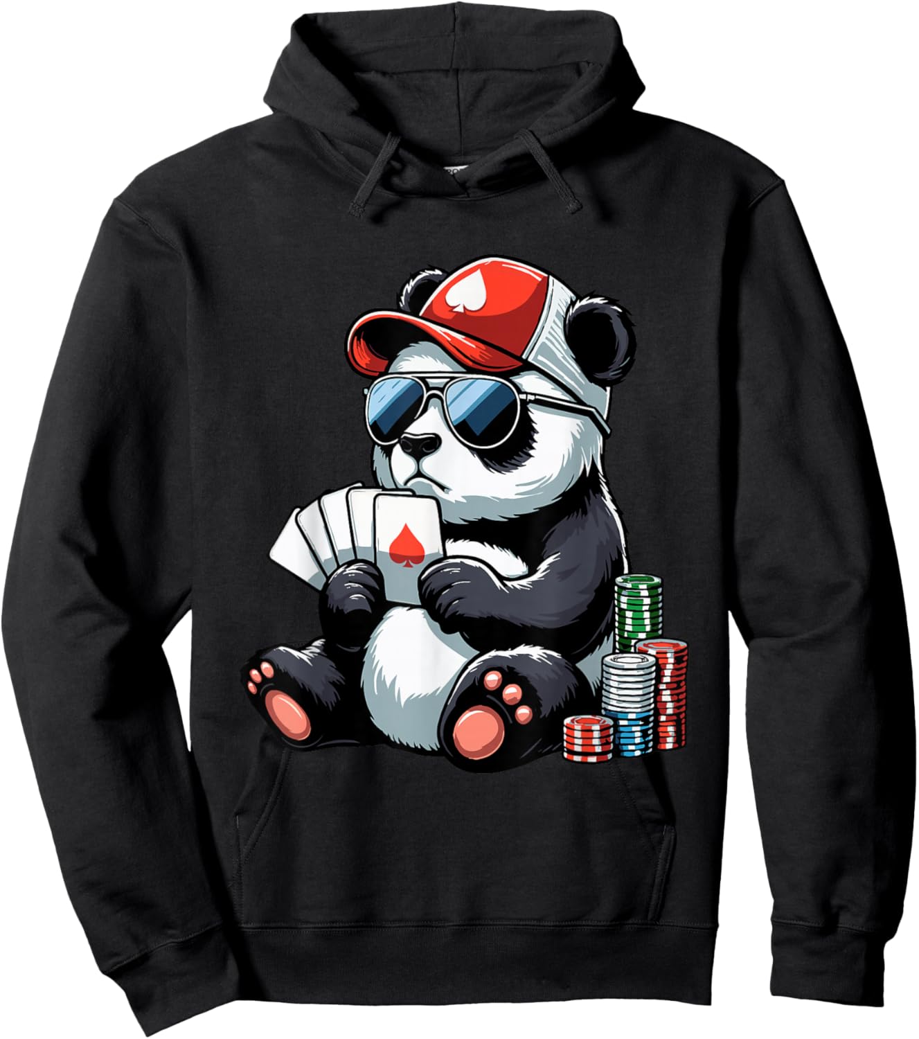 Poker Panda Playing Cards Gambling Panda Hoodie - Hoodie | Black