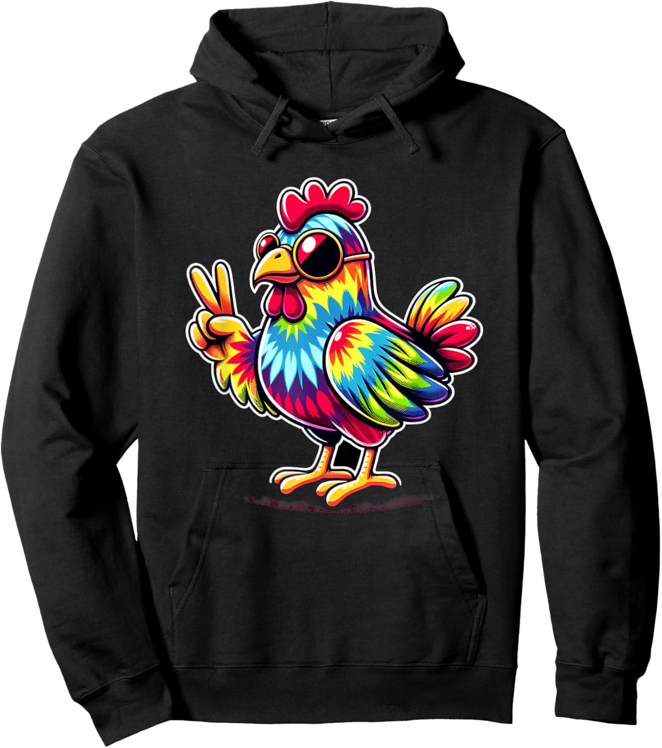 Peace Sign Tie Dye Chicken Hoodie - Hoodie | Black