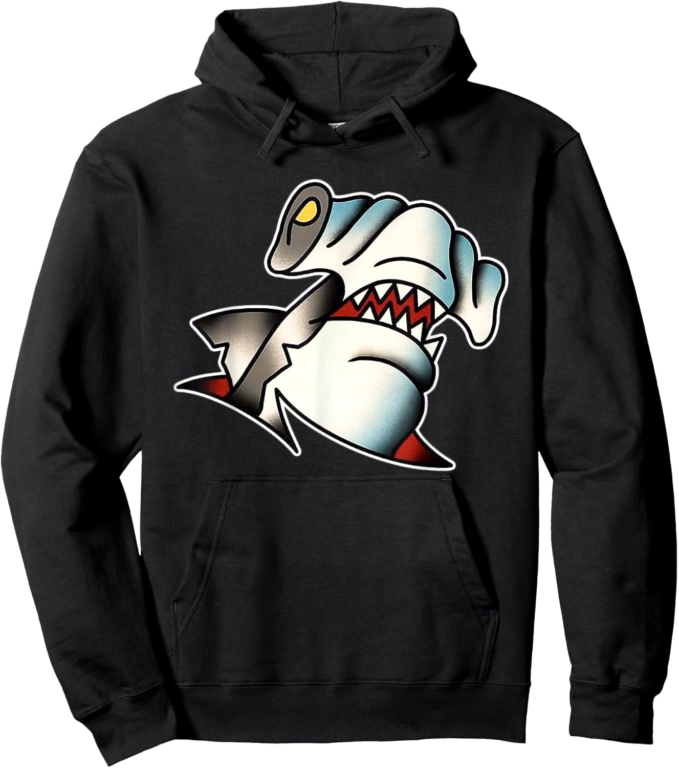 Hammerhead Shark Traditional Tattoo Flash Hoodie - Hoodie | Black