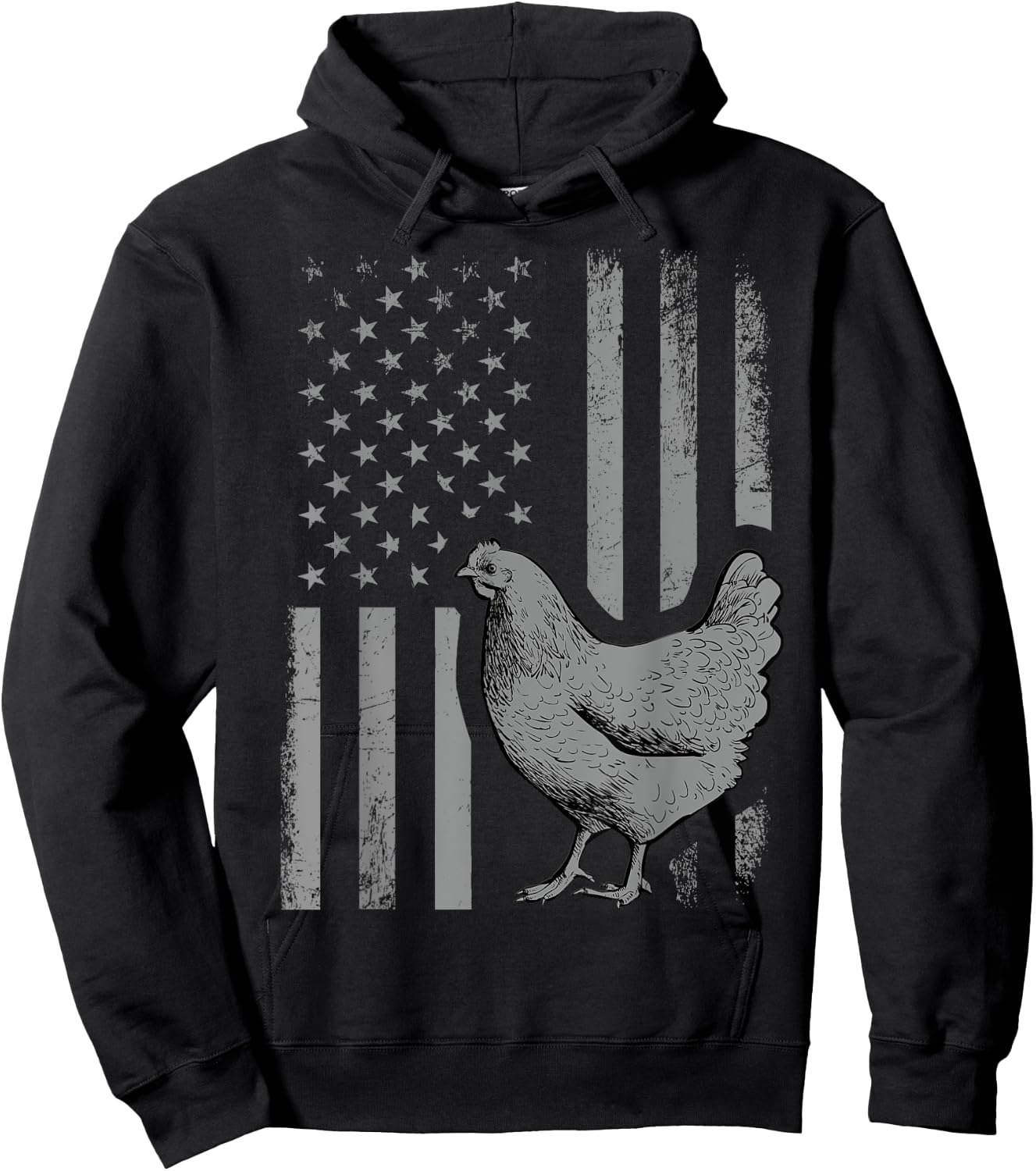 American Flag Chicken Lover Gift Patriotic Flag Gift Men Hoodie - Hoodie | Black
