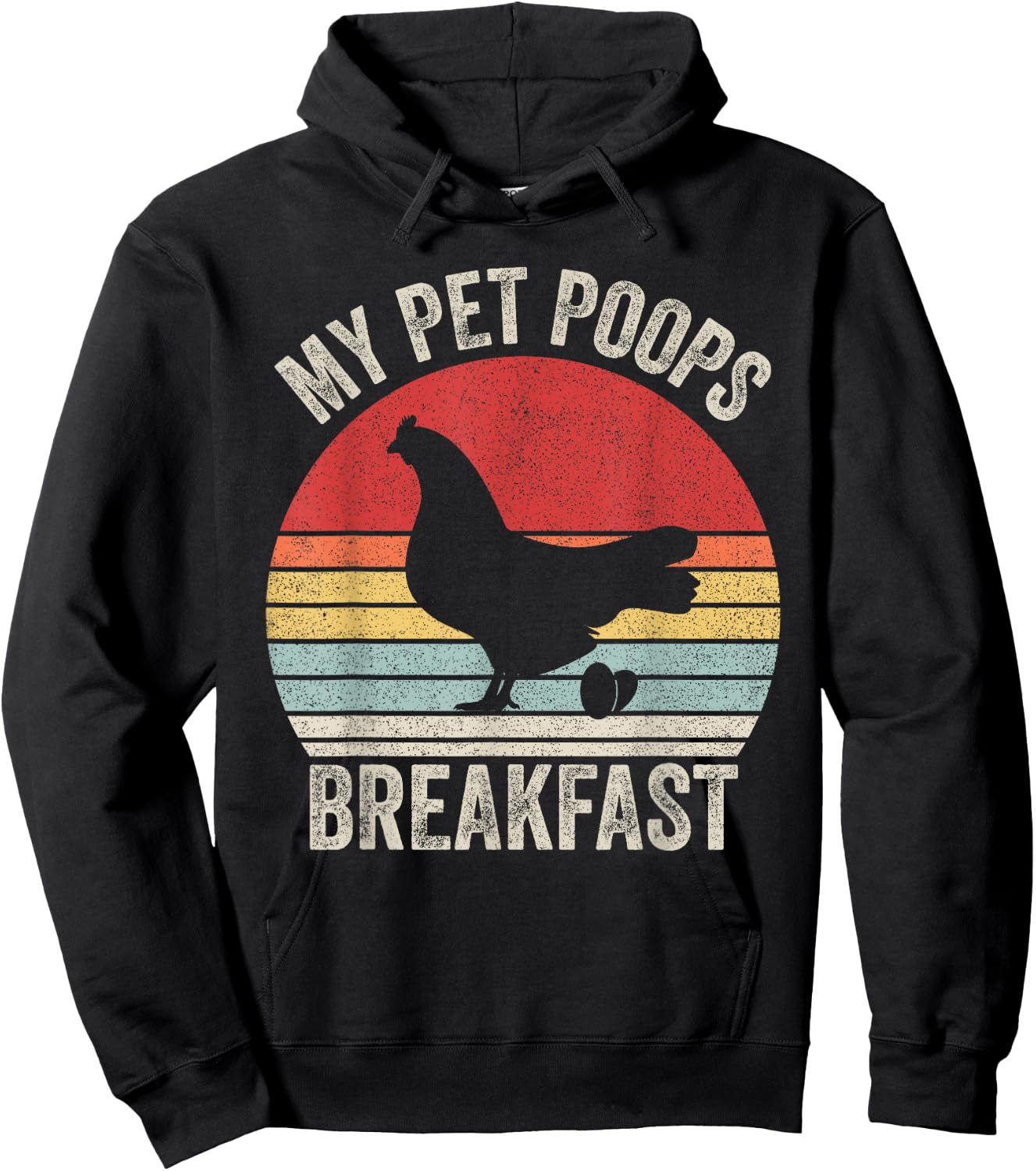Retro My Pet Poops Breakfast Shirt Eggs Farmer Chicken Lover Hoodie - Hoodie | Black