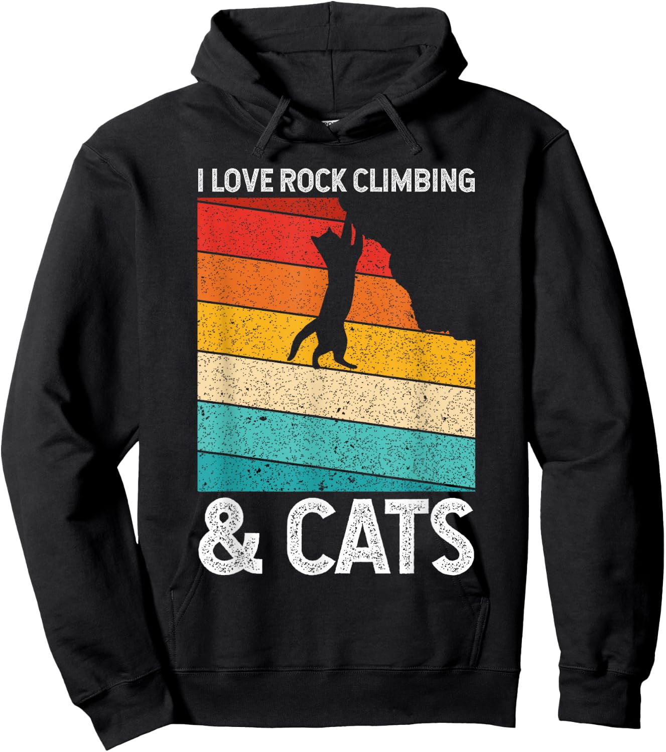 I Love Rock Climbing & Cats Cute Kitty Cat Lover Gift Hoodie - Hoodie | Black