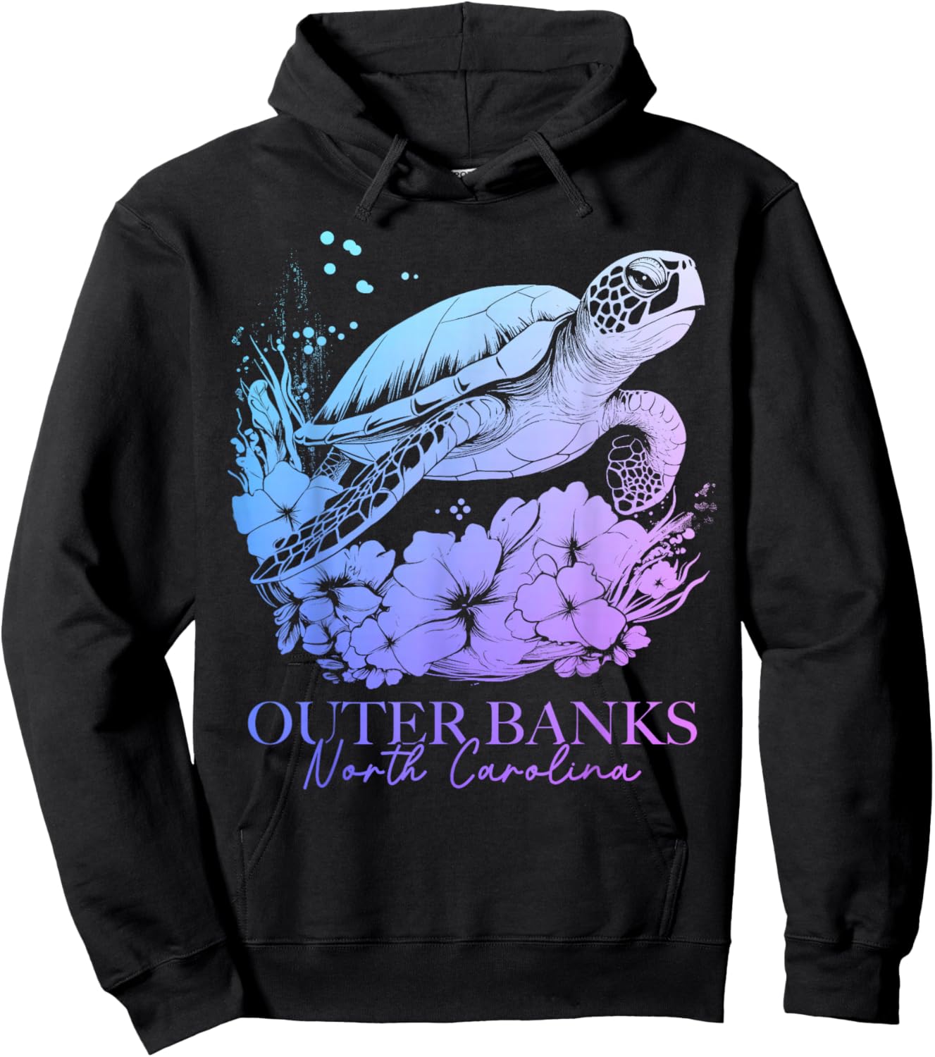 Outer Banks North Carolina Sea Turtle Surf Surfer Hoodie - Hoodie | Black
