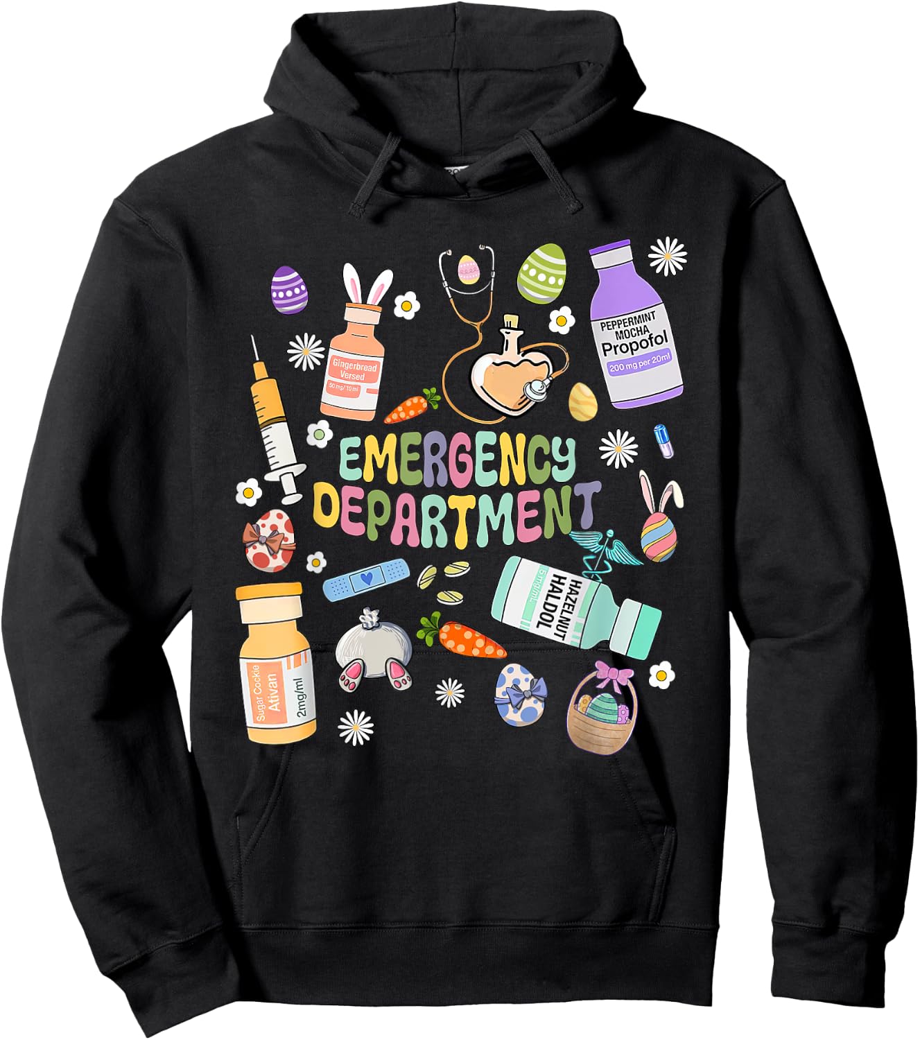 ER Easter Nurse Crew Easter Day Emergency Room Nurses Bunny Hoodie - Hoodie | Black