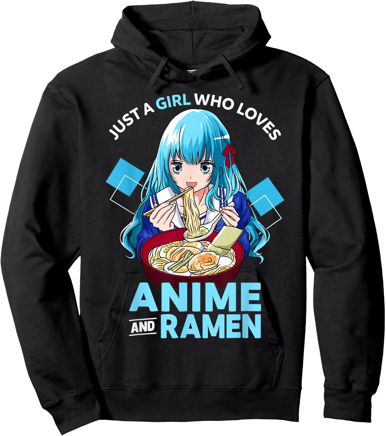 Just A Girl Who Loves Anime and Ramen Bowl Teen Girl Hoodie - Hoodie | Black