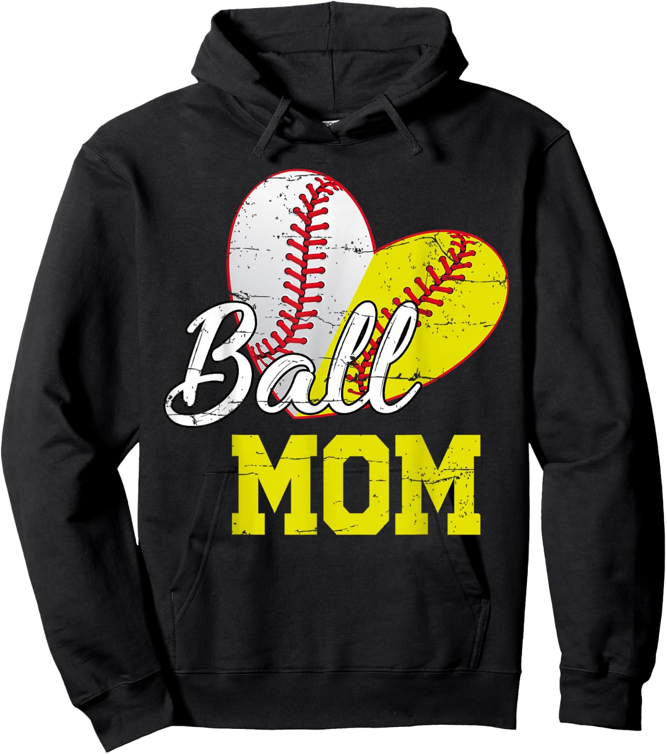 Funny Ball Mom Softball Baseball Gifts Mothers Day Hoodie - Hoodie | Black