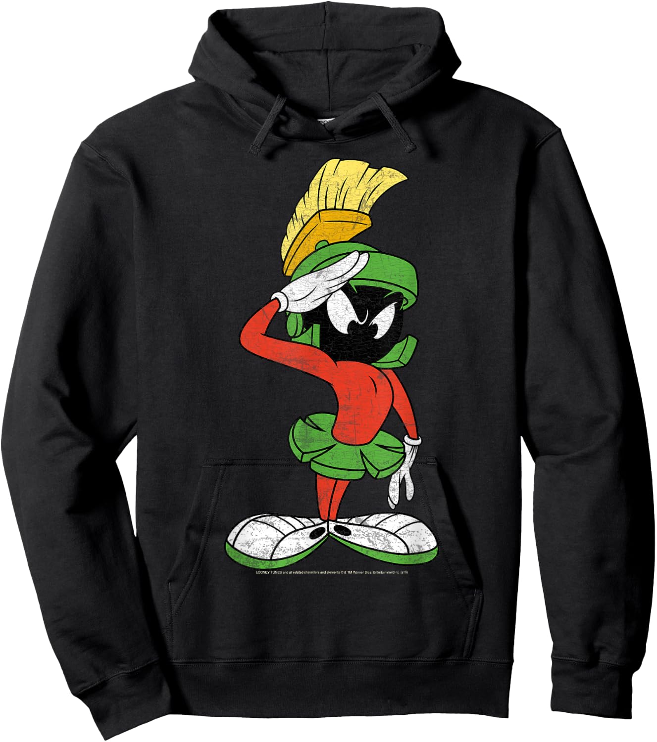 Looney Tunes Marvin The Martian Salute Portrait Hoodie - Hoodie | Black