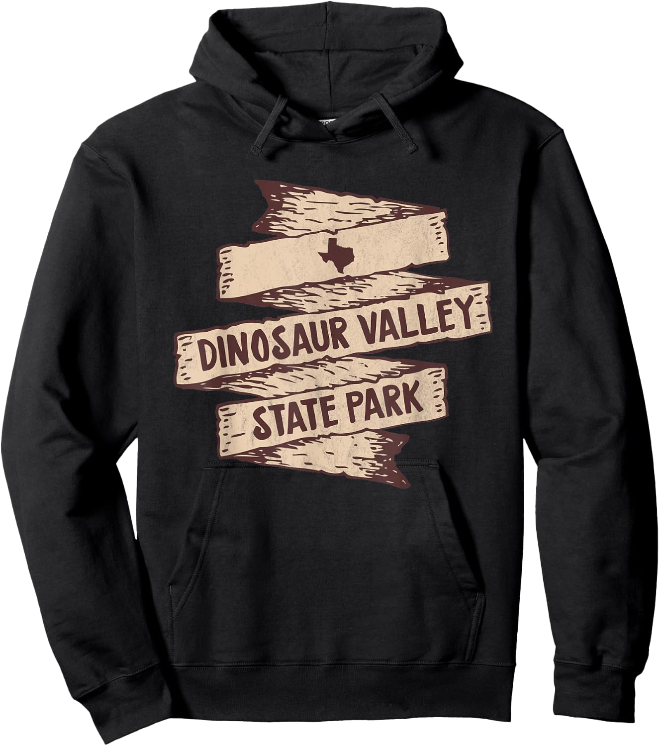 I Love Dinosaur Valley State Park Texas TX Wooden Sign Hoodie - Hoodie | Black