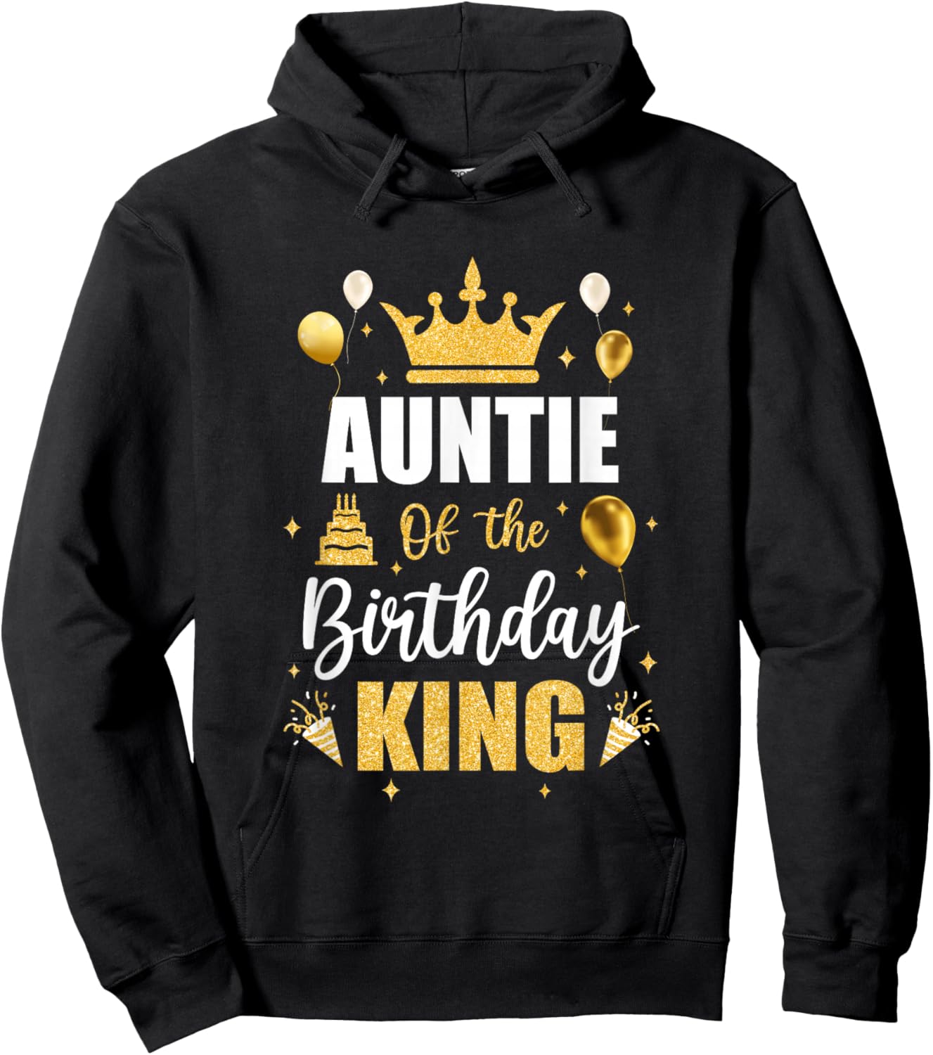 Auntie Of The Birthday King Boys Men Bday Party Hoodie - Hoodie | Black