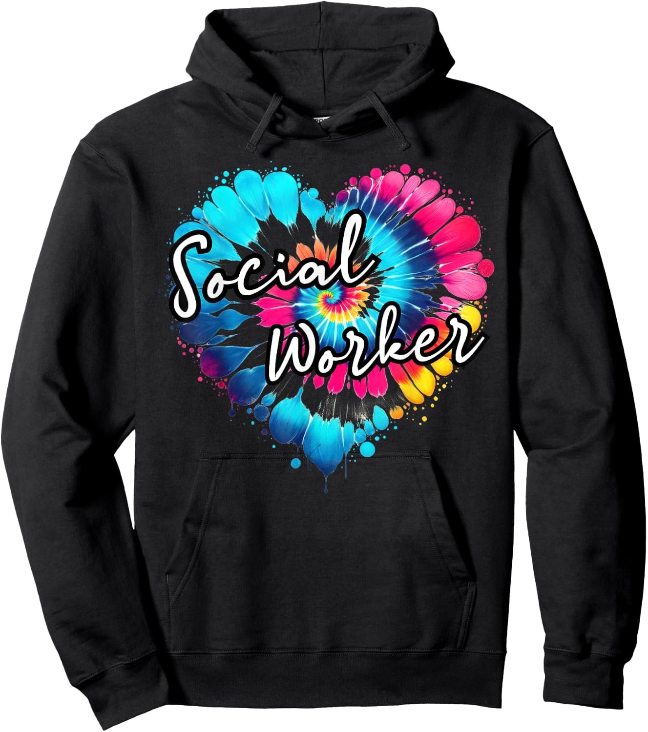Social Work Month Tie dye a heart Child Family Social Worker Hoodie - Hoodie | Black