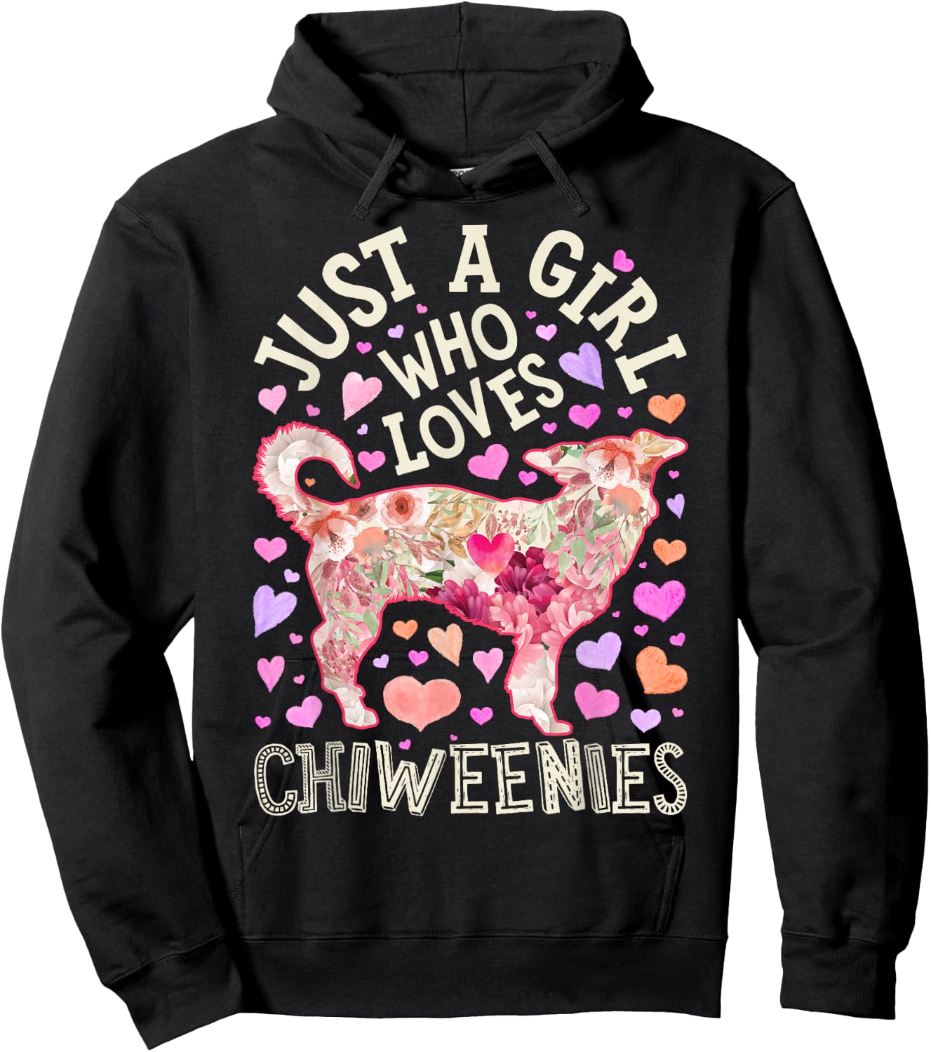 Chiweenie Just A Girl Who Loves Chiweenies Dog Flower Floral Hoodie - Hoodie | Black