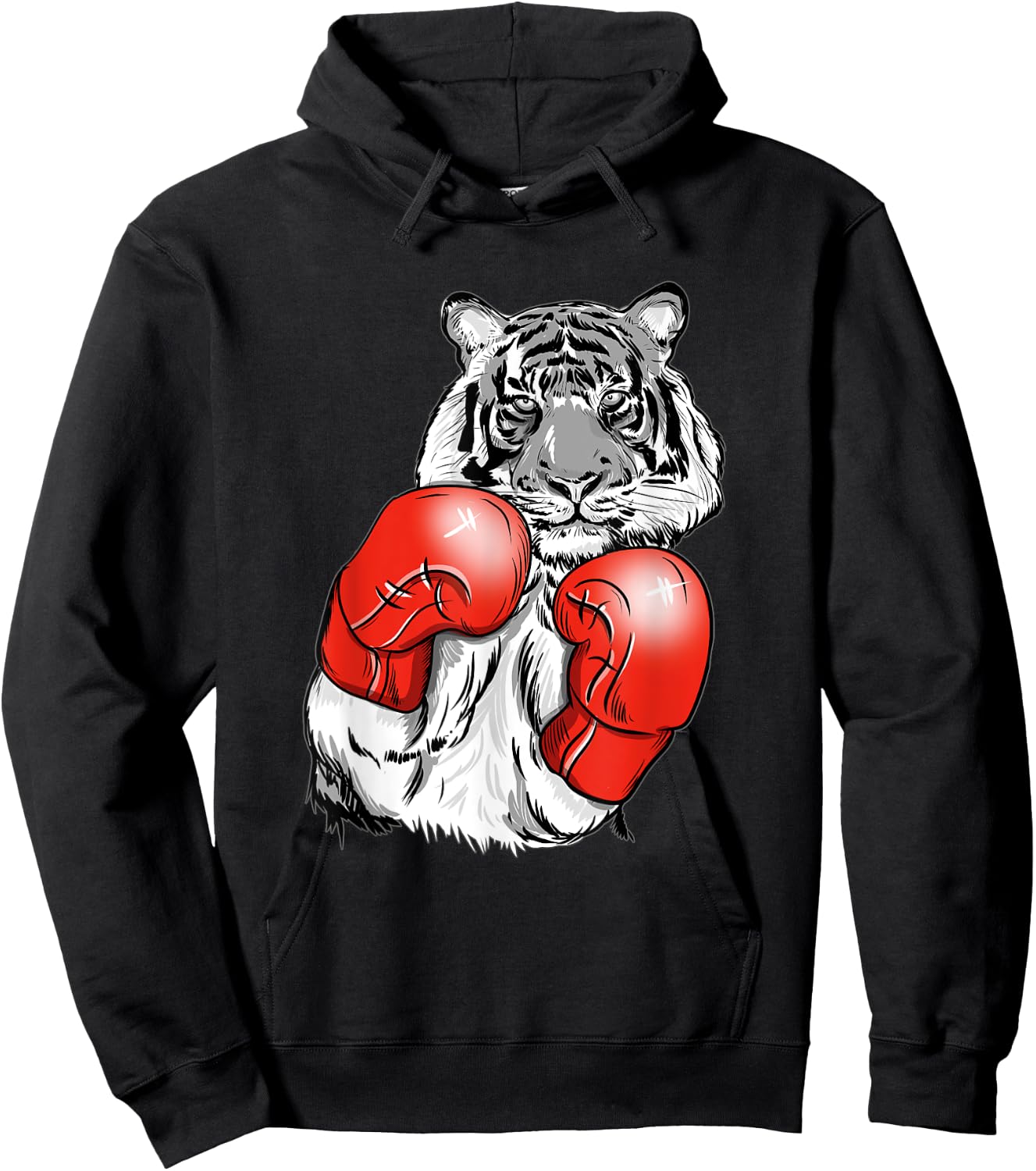 Funny Boxing Tiger With Red Gloves Kids Adults Hoodie - Hoodie | Black