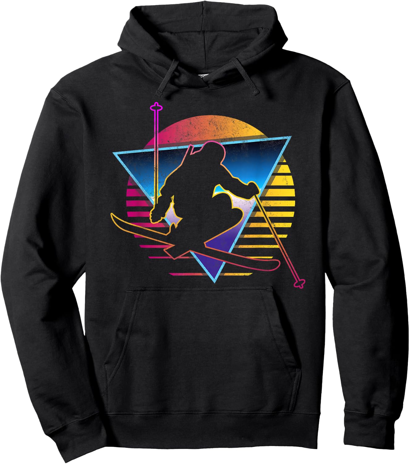 Retro Vintage 80s Ski Hoodie - Hoodie | Black