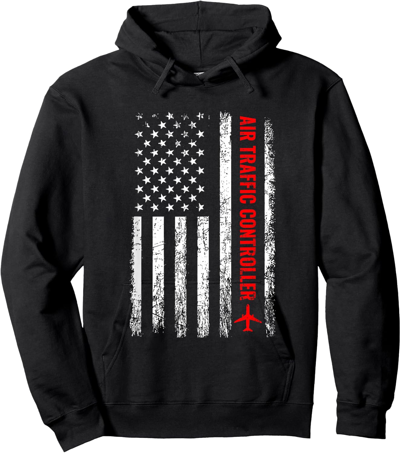 American Flag US, air traffic controller Hoodie - Hoodie | Black