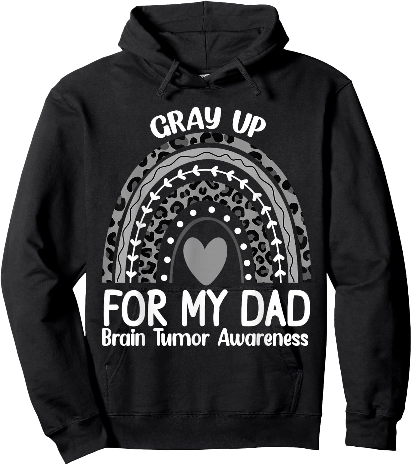 In May We Wear Gray for dad Brain Cancer Awareness Brain Hoodie - Hoodie | Black