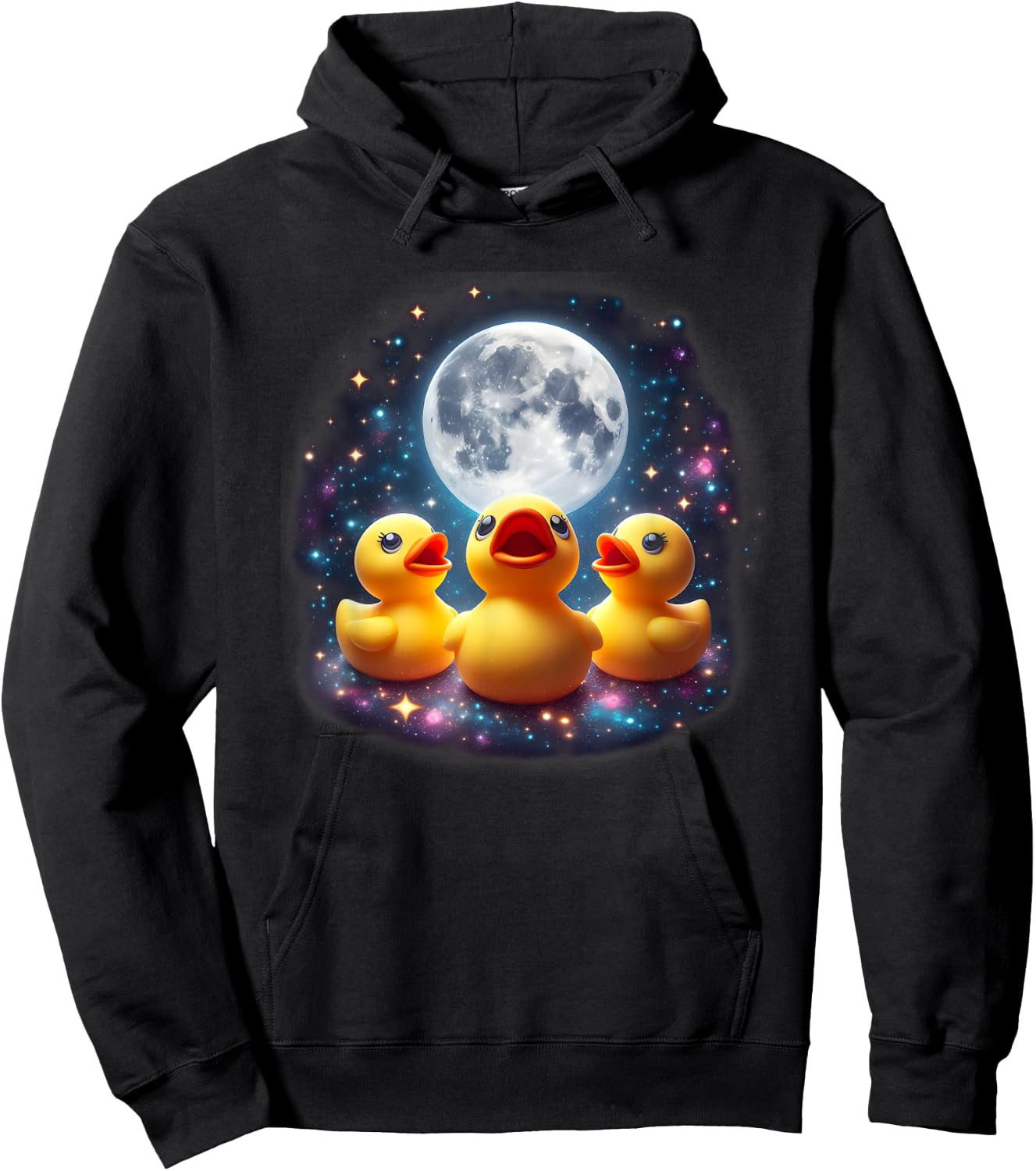 Howling At The Moon - Cute Rubber Duck Weird Funny Gift Hoodie - Hoodie | Black