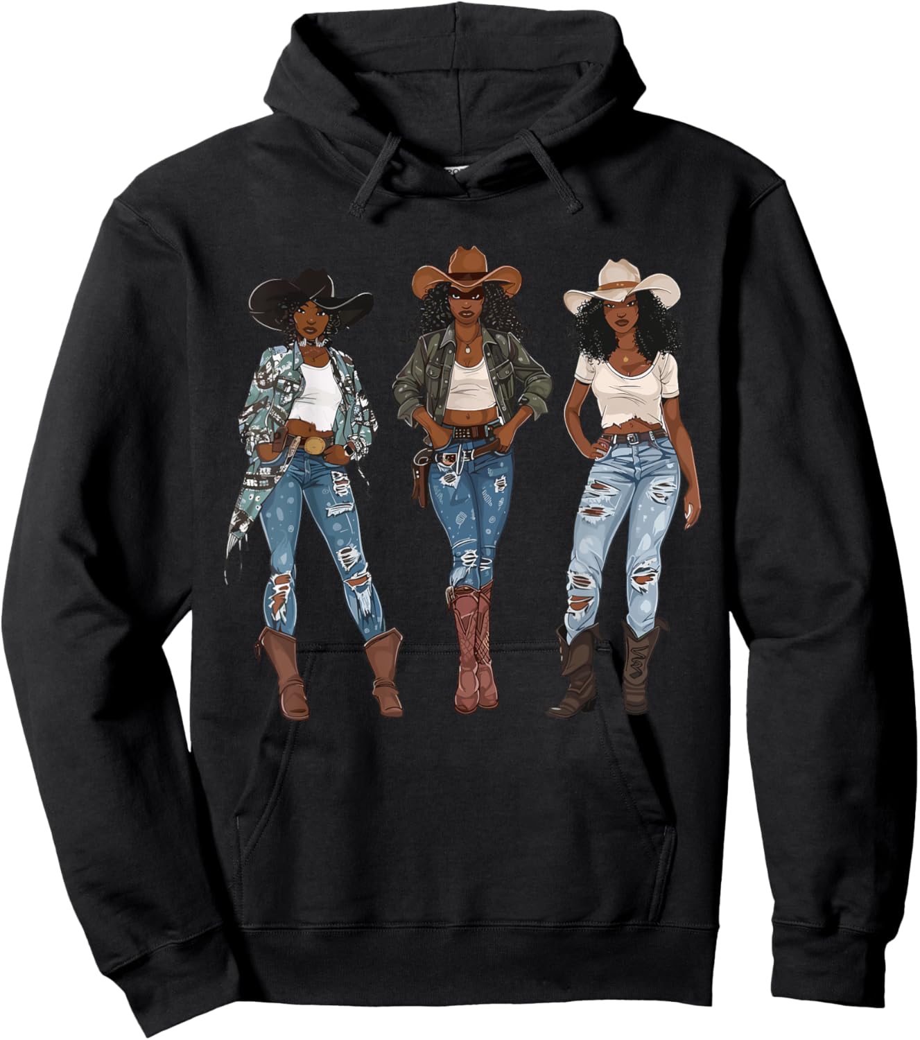 Black African American Cowgirl Western Country Texas Rodeo Hoodie - Hoodie | Black