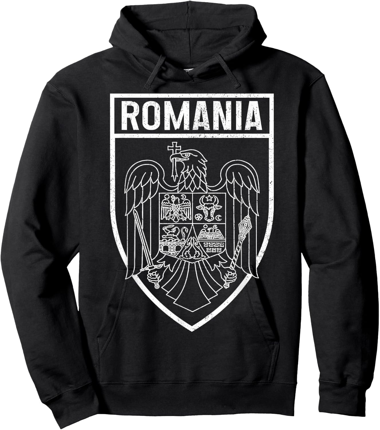 Romania Romania Flag Pride Vintage Hoodie - Hoodie | Black