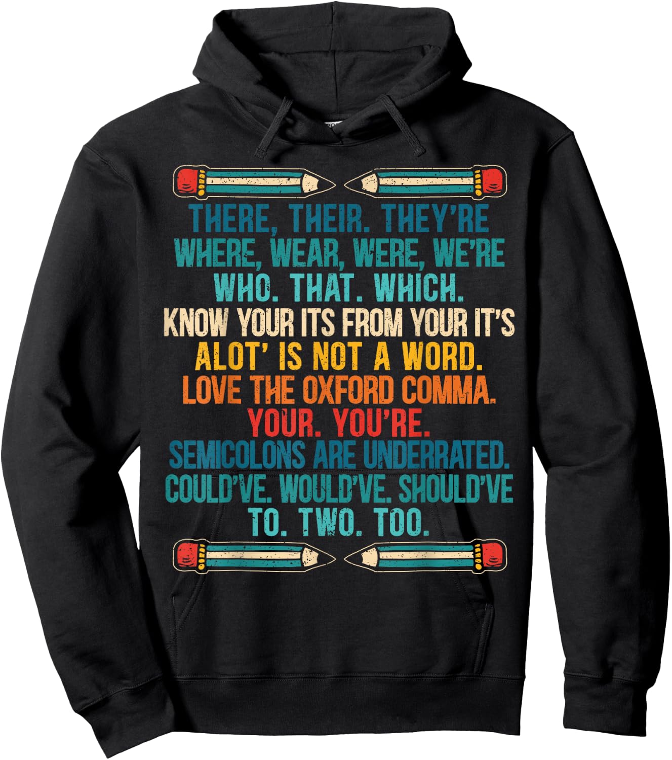 Funny Grammar Police Grammar Nazy English Writing Teacher Hoodie - Hoodie | Black