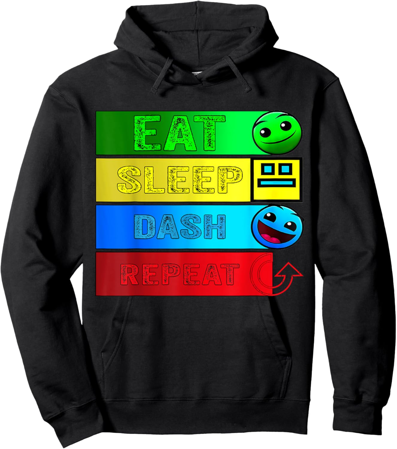 Eat Sleep Dash Repeat Video Game Geometry Video Gamer Hoodie - Hoodie | Black