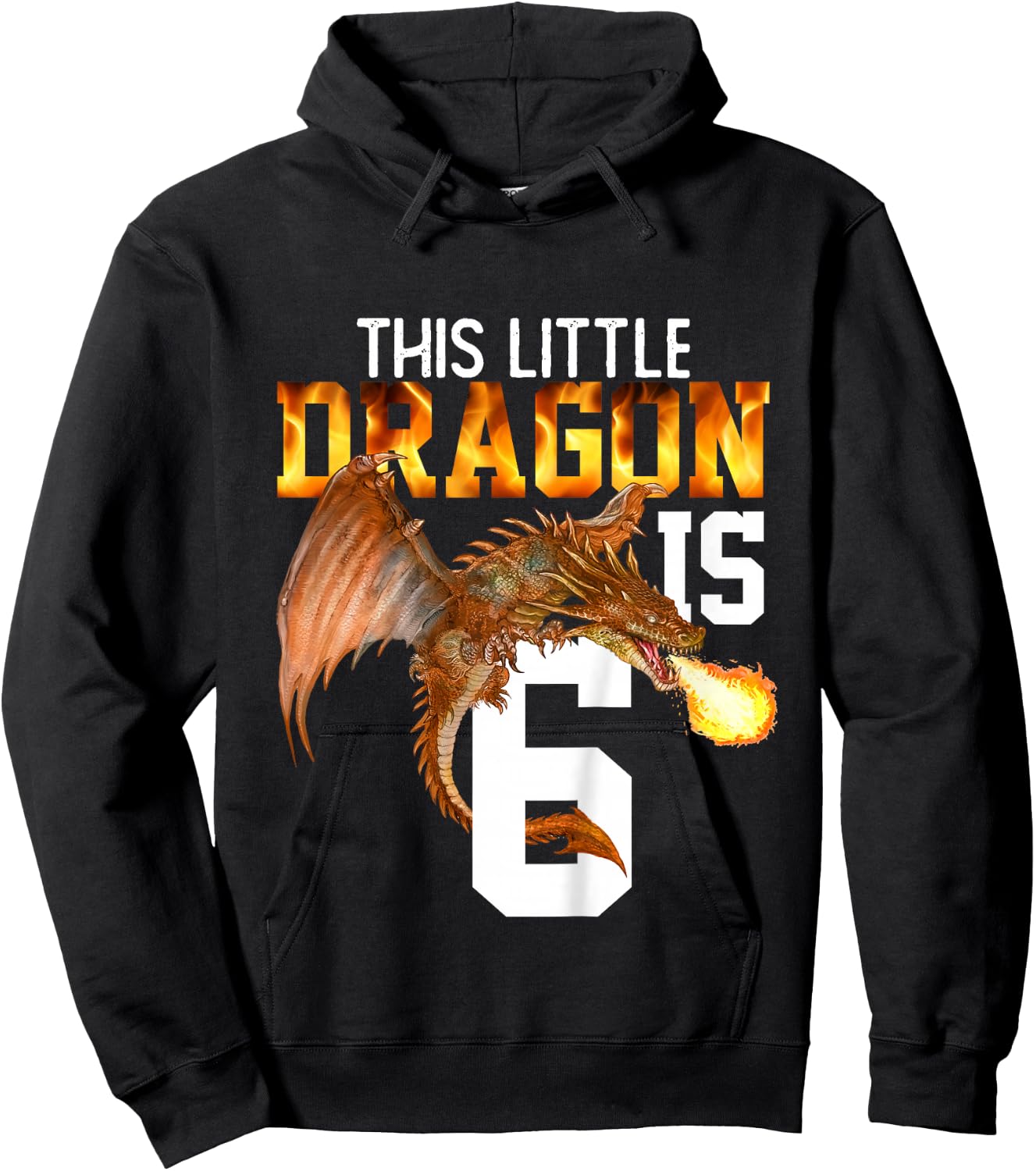 Turning 6 Year Old Birthday Gift Boy Dragon 6th Bday Girl Hoodie - Hoodie | Black