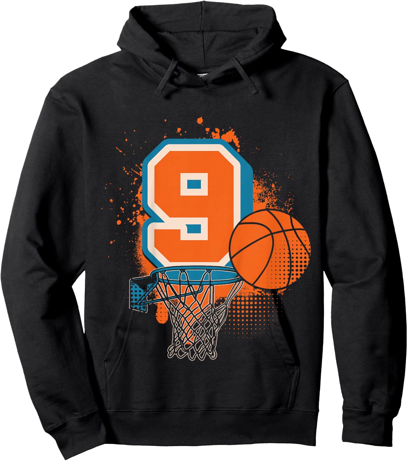 Kids 9th Birthday Boy Basketball Player Basketball 9 Years Old Hoodie - Hoodie | Black