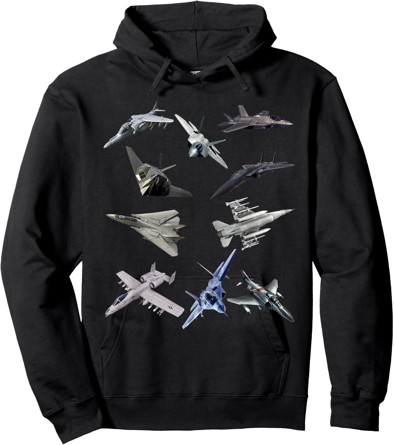 F22 Raptor F18 Hornet F4 Tomcat F35 F15 F16 F117 A10 F4 Hoodie - Hoodie | Black