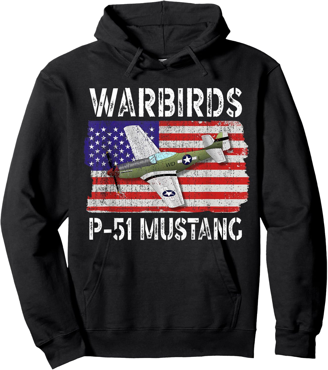 WW2 Warbird P51 Mustang American Airplane Boys Girls Kids Hoodie - Hoodie | Black