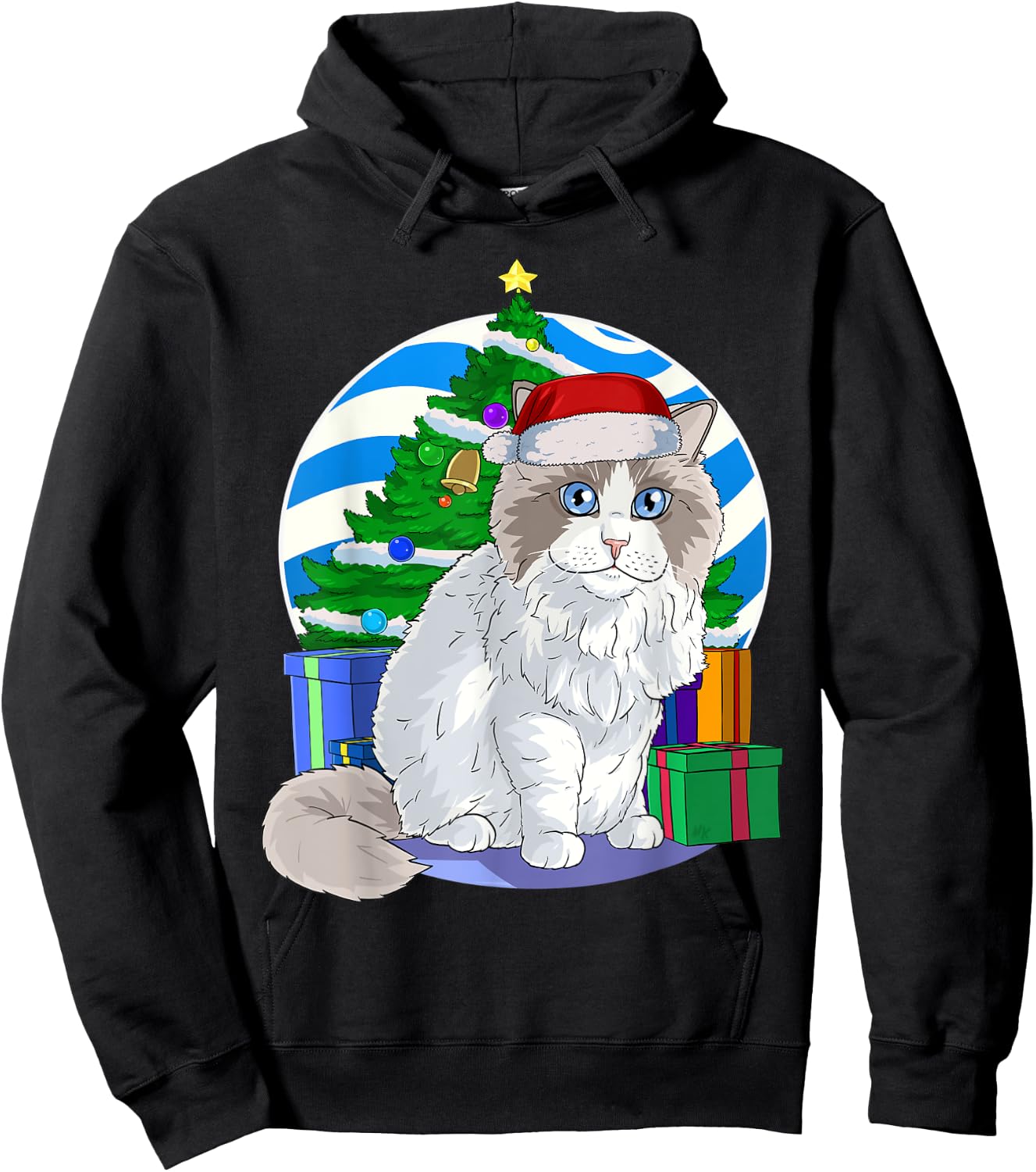Ragdoll Cat Santa Christmas Tree Decor Hoodie - Hoodie | Black