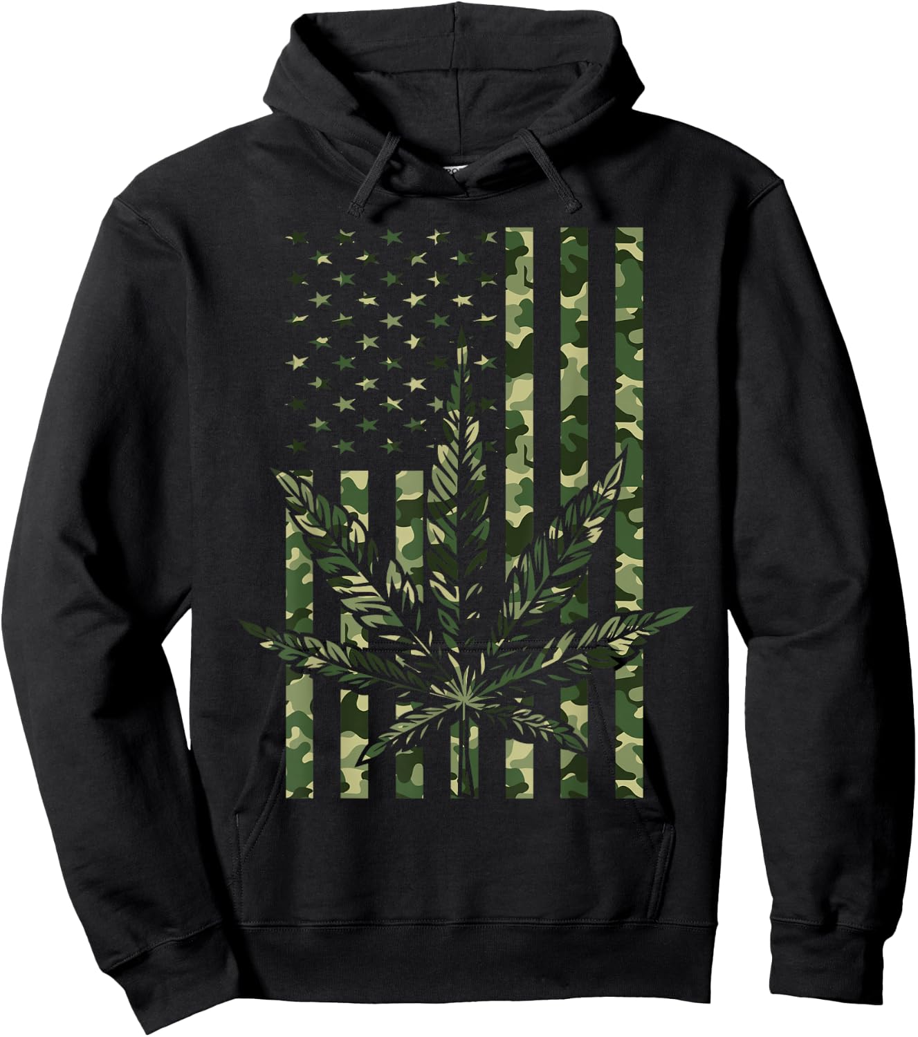American Flag Camo Legalize Marijuana Patriotic Pot Lover Hoodie - Hoodie | Black