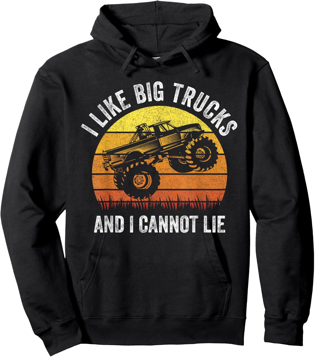 Retro I Like Big Trucks And I Cannot Lie Monstertruck Engine Hoodie - Hoodie | Black