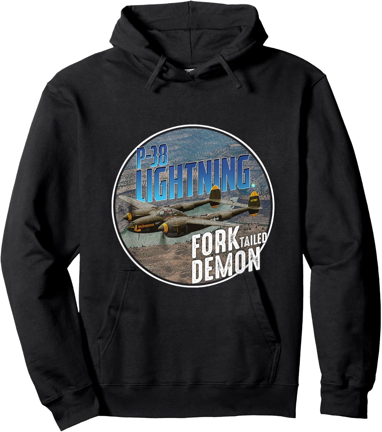 P-38 Lighting WW2 Plane Aircraft Aviation WW2 Airplane Gift Hoodie - Hoodie | Black