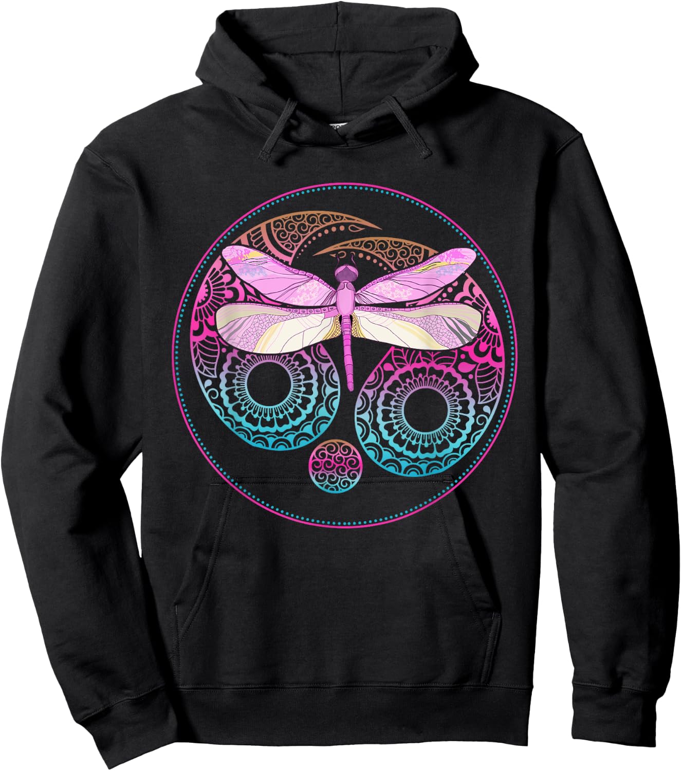 Yin Yang Hippie Dragonfly Hoodie - Hoodie | Black