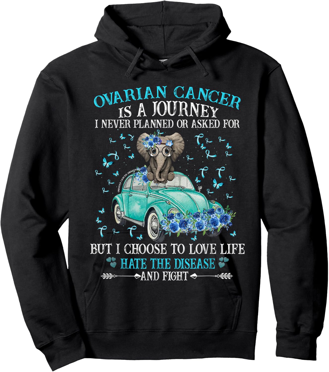 Elephant ovarian cancer, Ovarian awareness Hoodie - Hoodie | Black