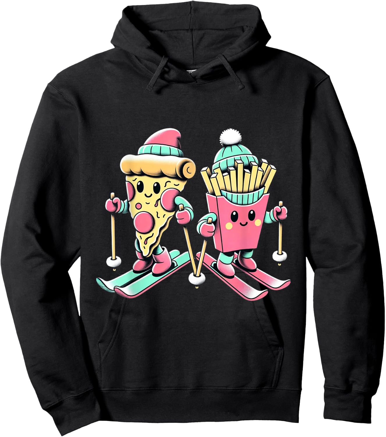 SKI LOVER PIZZA and Fries Hoodie - Hoodie | Black